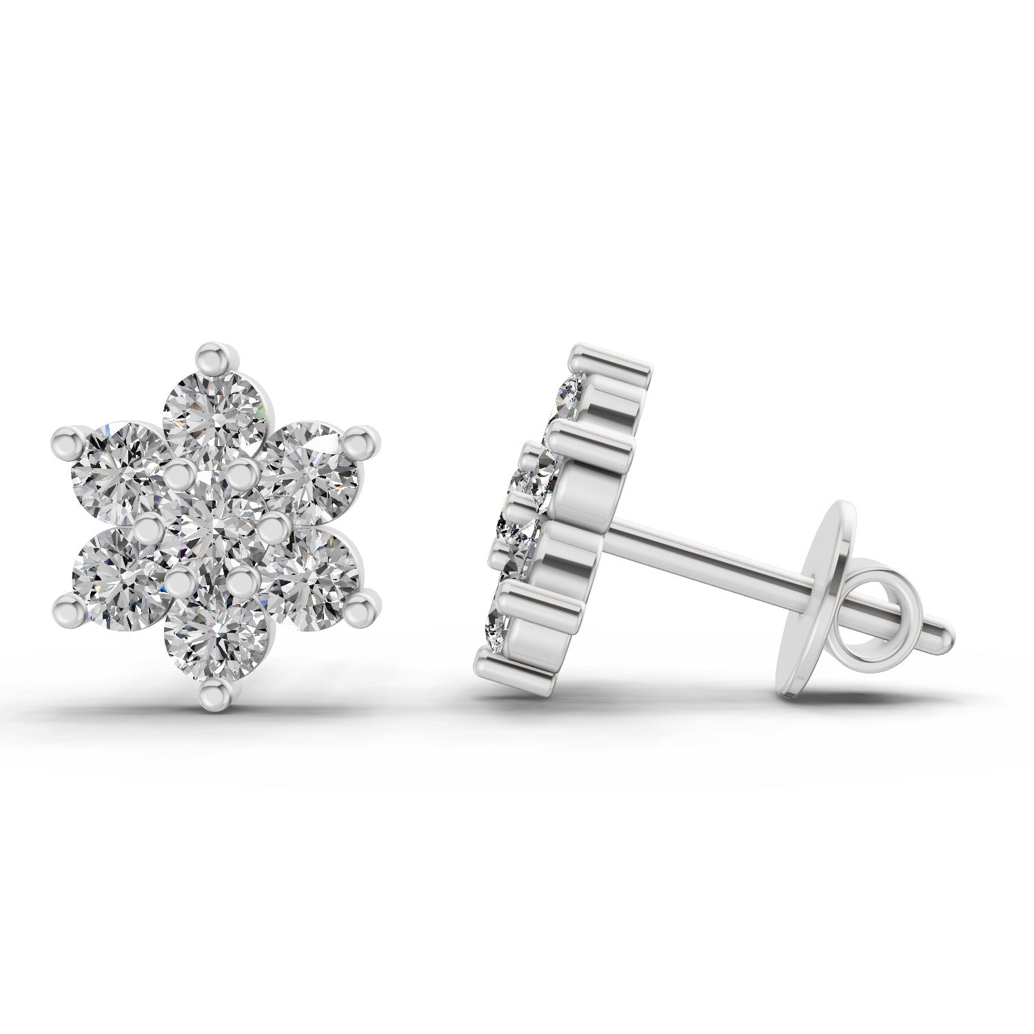 0.41 Ct  Round Shape Floral Diamond Stud Earrings | 14K Rose Gold