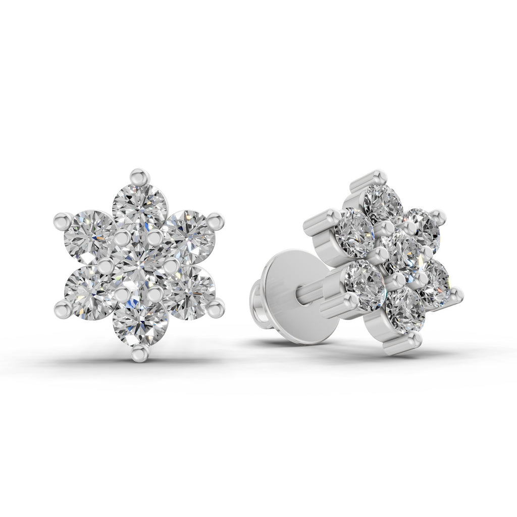 0.55 CtFloral Round Shape Earrings | 14K Rose Gold