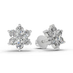 0.55 CtFloral Round Shape Earrings | 14K Rose Gold