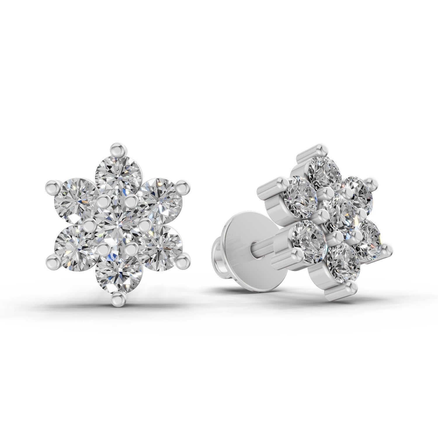0.55 CtFloral Round Shape Earrings | 14K Rose Gold