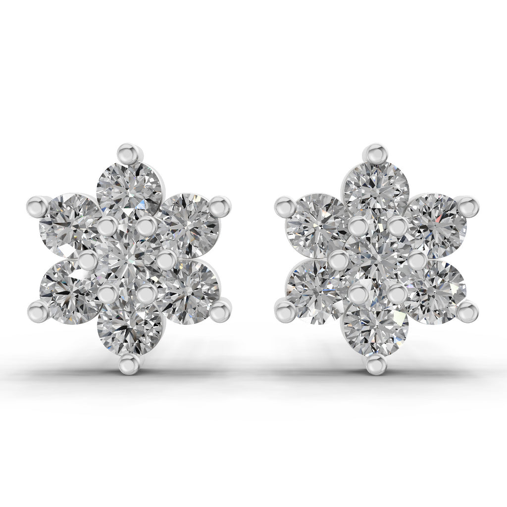 0.55 CtFloral Round Shape Earrings | 14K Rose Gold