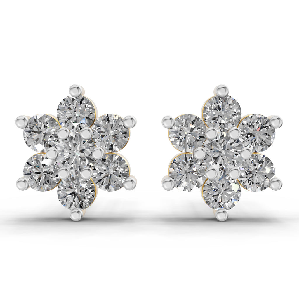 0.55 CtFloral Round Shape Earrings | 14K Rose Gold