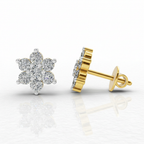 0.55 CtFloral Round Shape Earrings | 14K Rose Gold