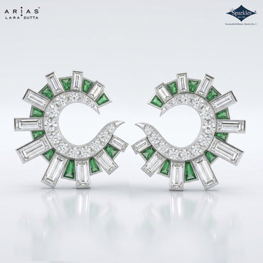 Arias by Lara Dutta Emerald & Baguette Diamond Studs