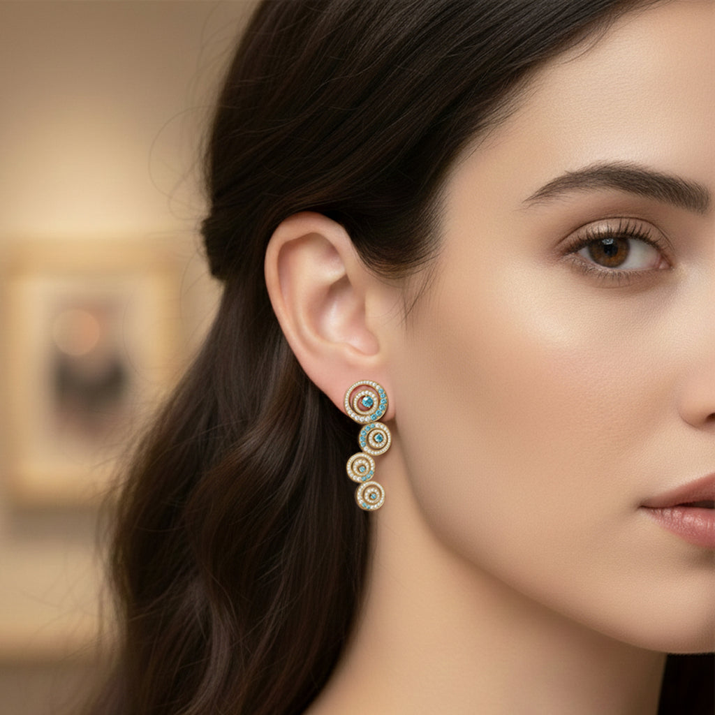 Sparkles Celestial Blue Cascade Diamond Earring
