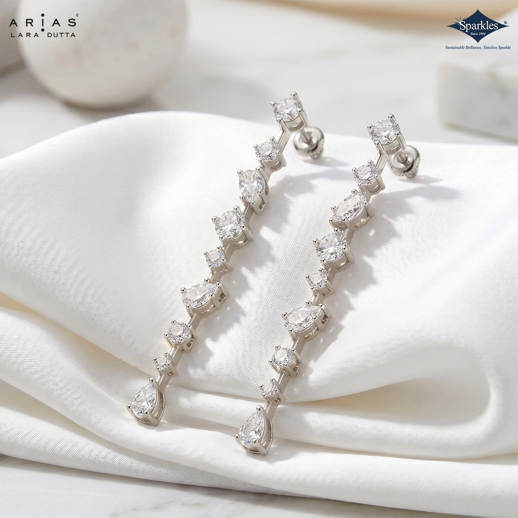Arias by Lara Dutta Multi-Shape Diamond Linear Drop Earring