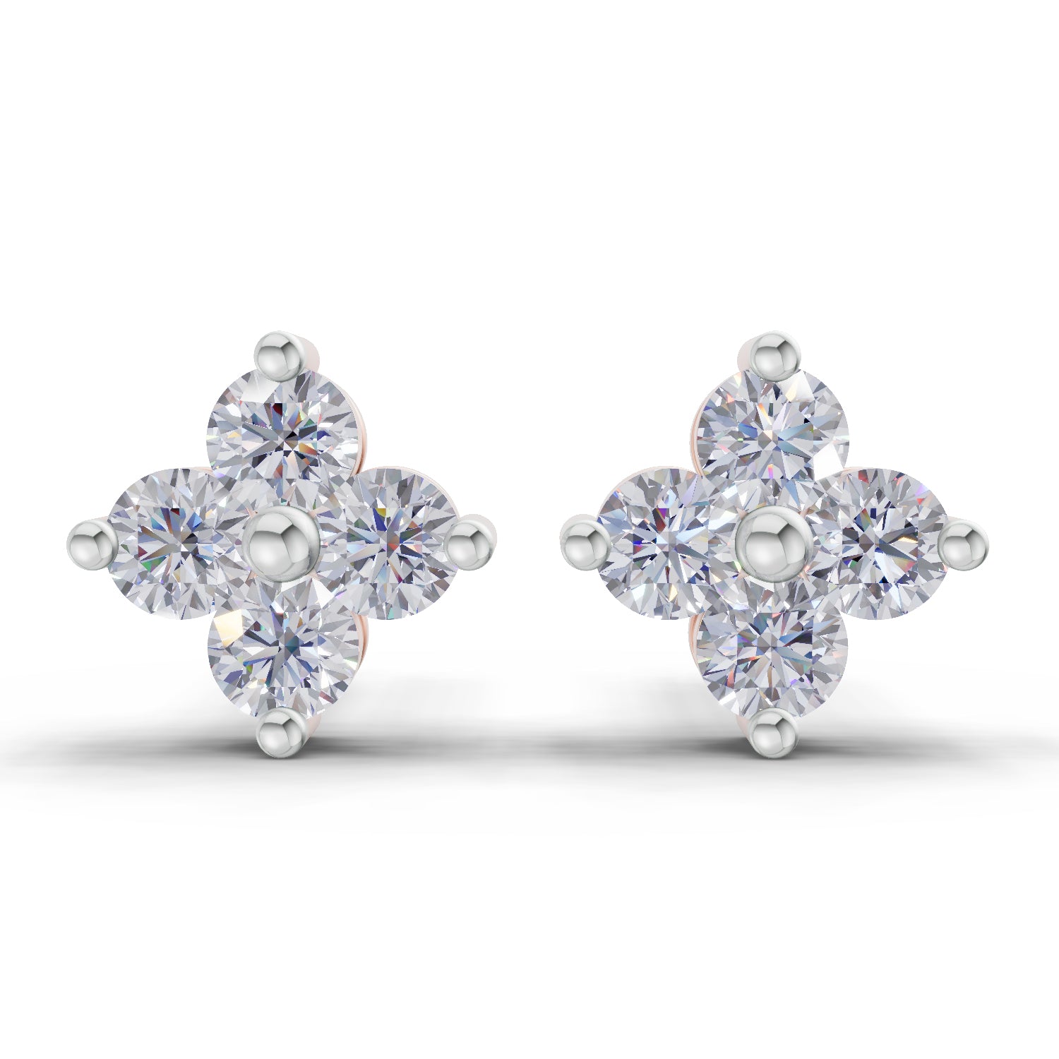 0.55 Ct Round Snowflake Stud Earrings | 14K Rose Gold