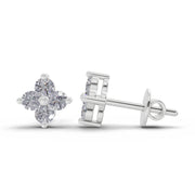 0.55 Ct Round Snowflake Stud Earrings | 14K White Gold