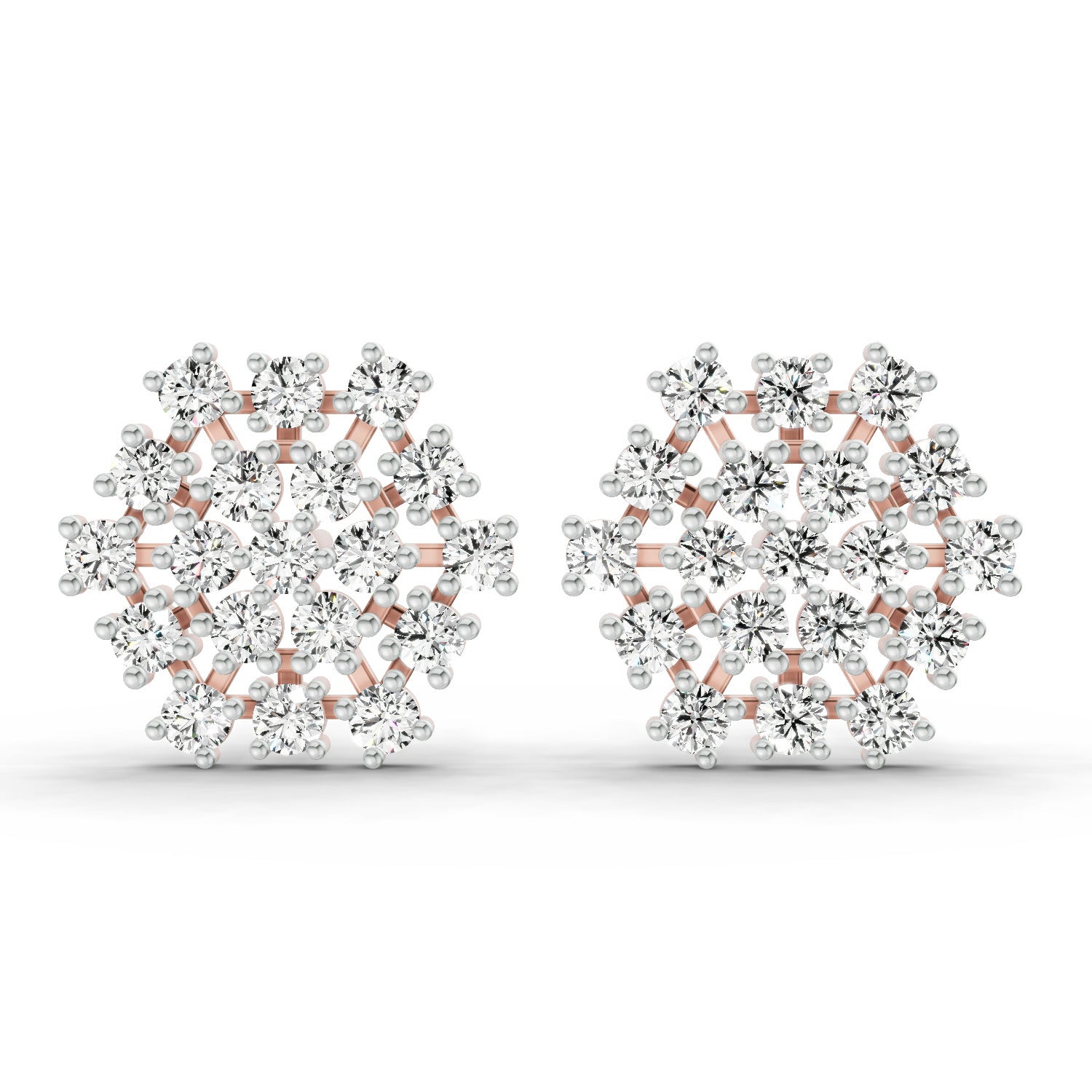 0.35 Ct Round Cluster Stud Earrings | 14K Rose Gold