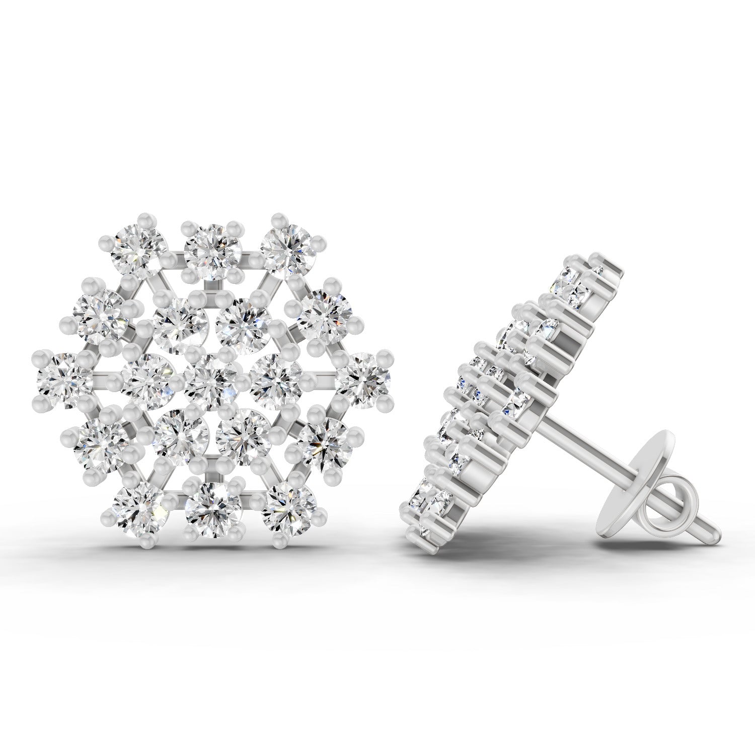 0.35 Ct Round Cluster Stud Earrings | 14K White Gold