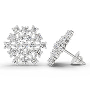 0.35 Ct Round Cluster Stud Earrings | 14K White Gold