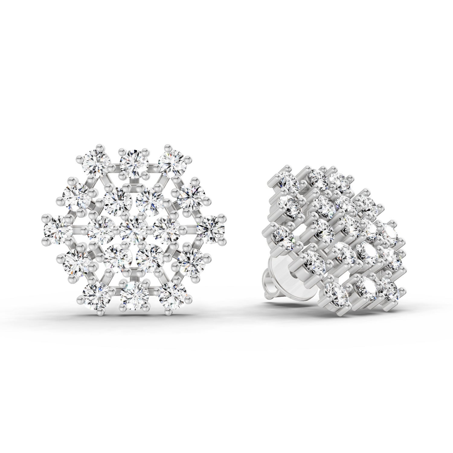 0.35 Ct Round Cluster Stud Earrings | 14K White Gold
