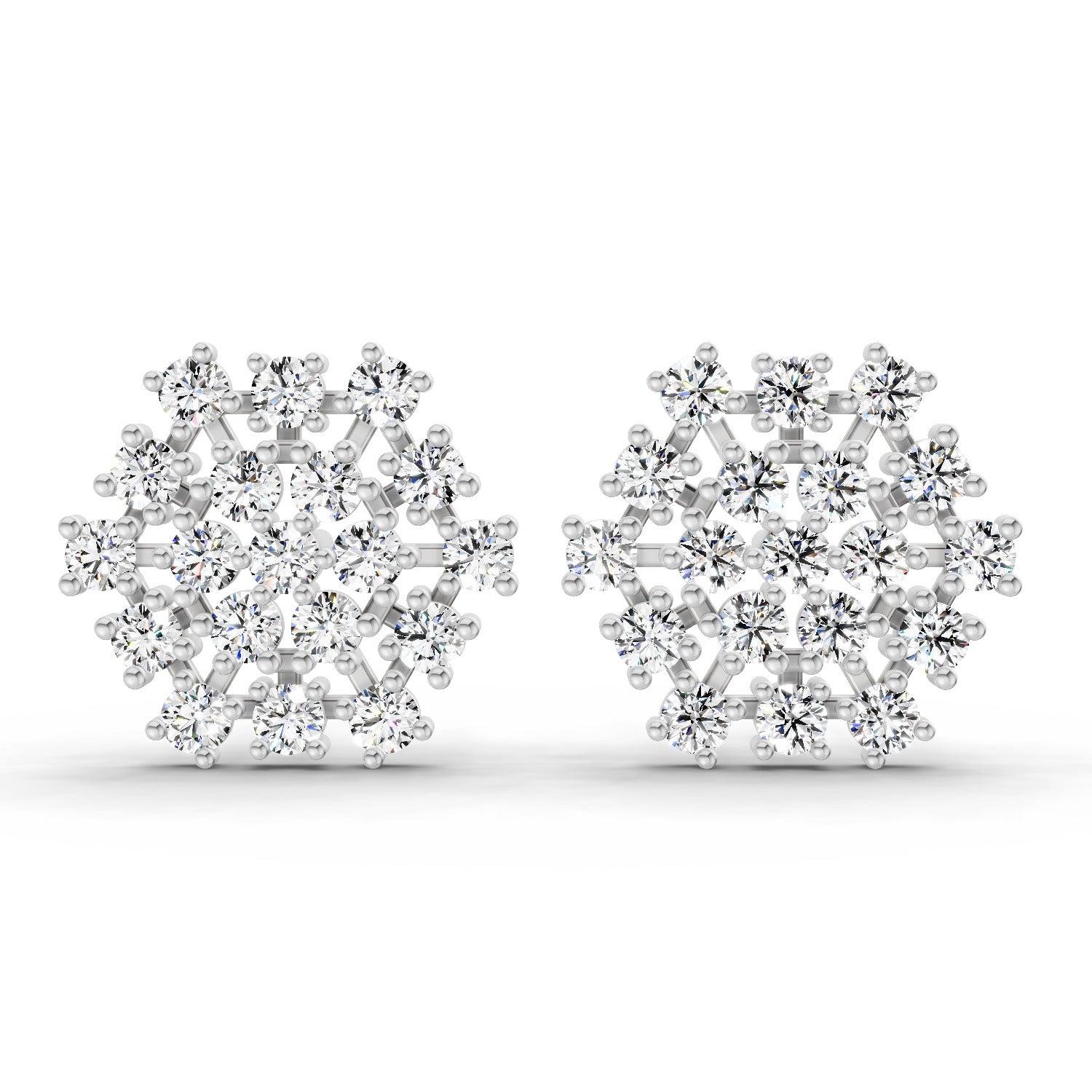 0.35 Ct Round Cluster Stud Earrings | 14K White Gold