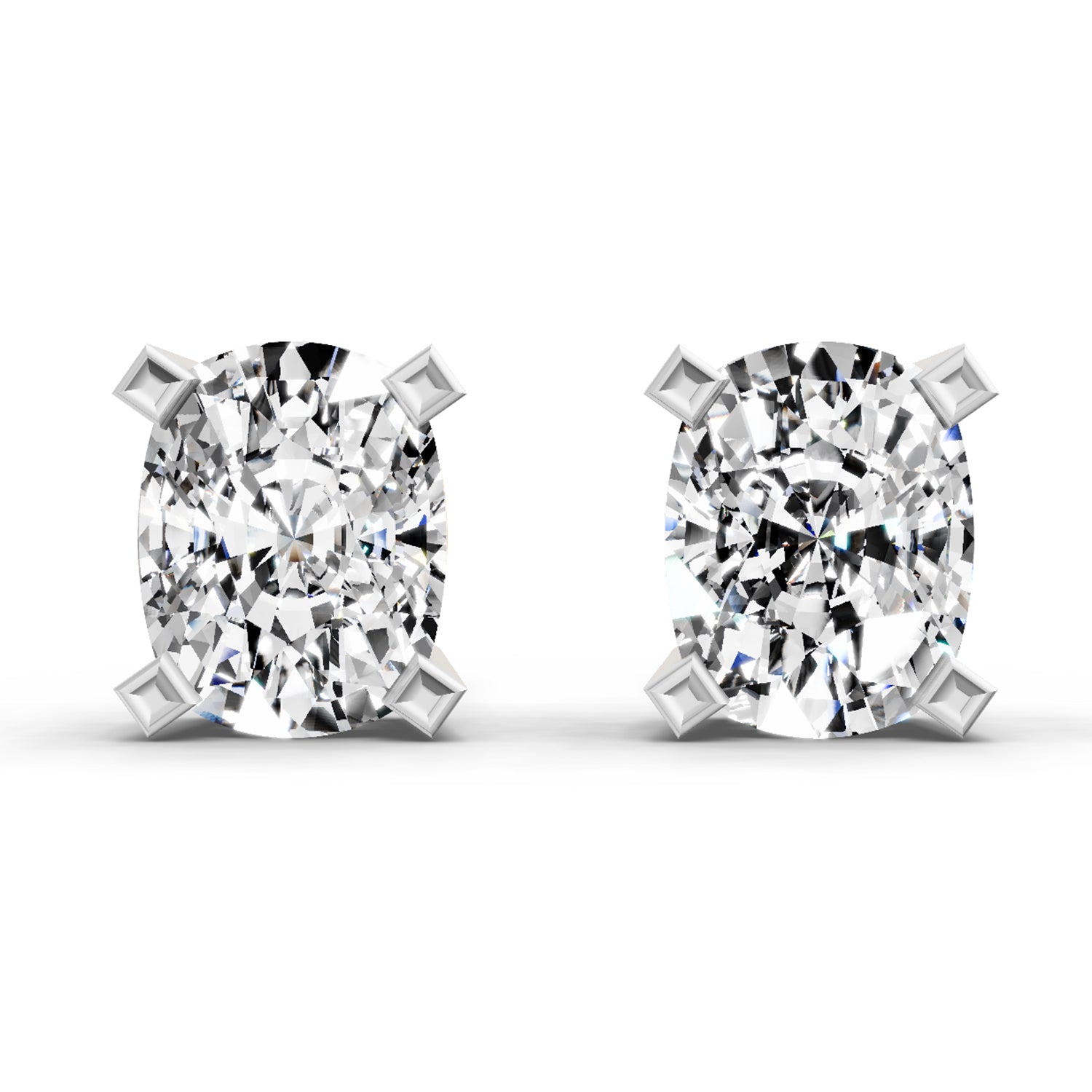 2.64 Ct Cushion Shape 4 Prong Solitaire Diamond Stud Earrings | 14K Rose Gold