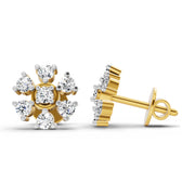 0.70 Ct Round Lily Earrings | 14K Yellow Gold