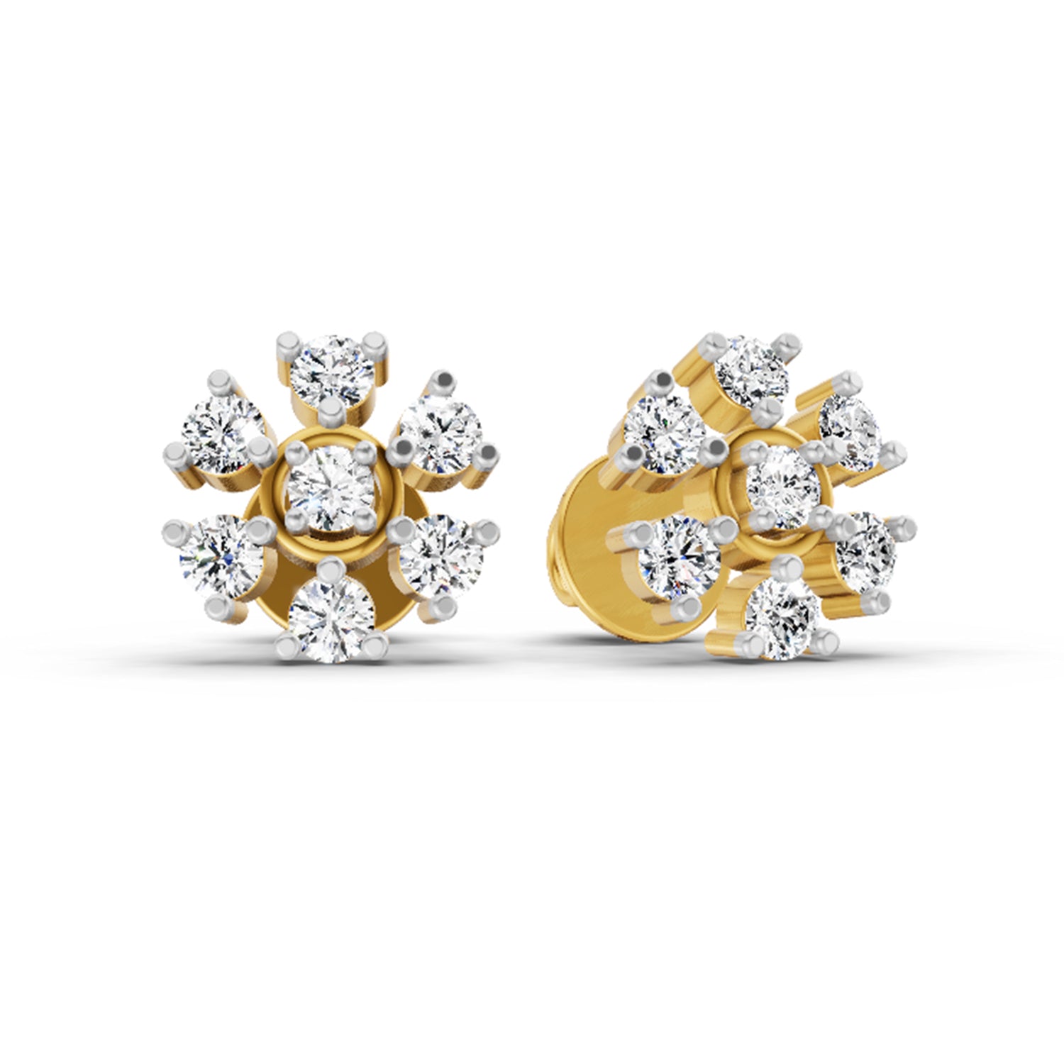 0.70 Ct Round Lily Earrings | 14K Yellow Gold
