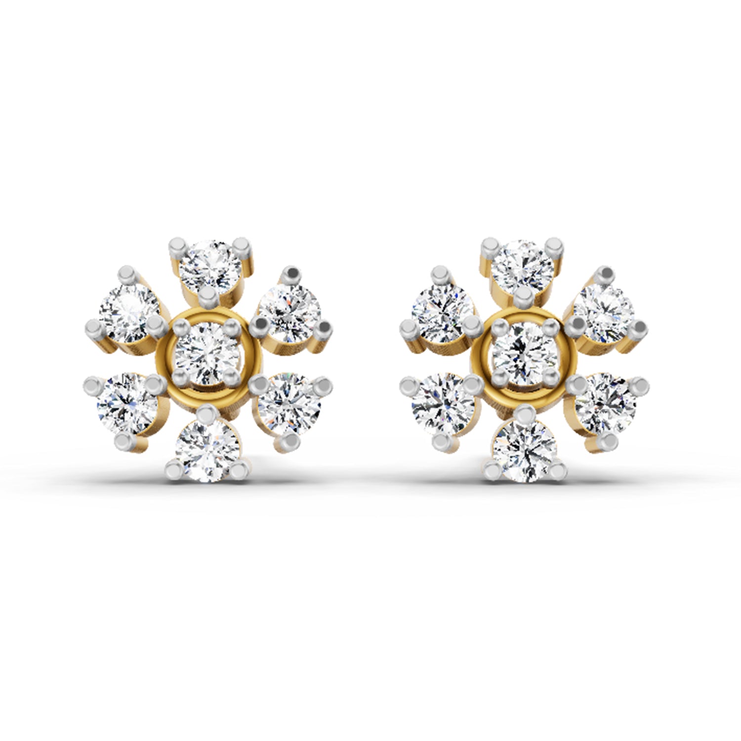 0.70 Ct Round Lily Earrings | 14K Yellow Gold