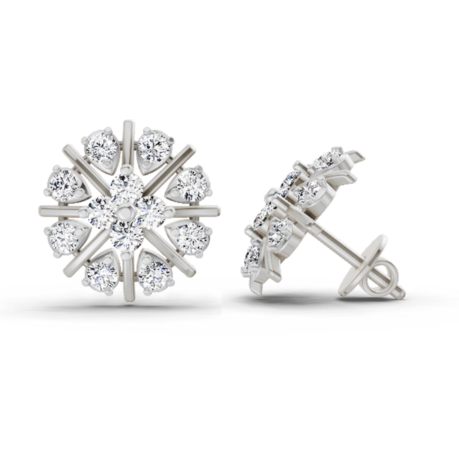0.87 Ct Round Fashion Stud Earrings | 14K White Gold