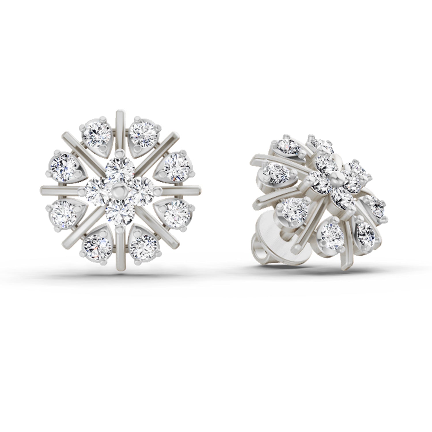 0.87 Ct Round Fashion Stud Earrings | 14K White Gold