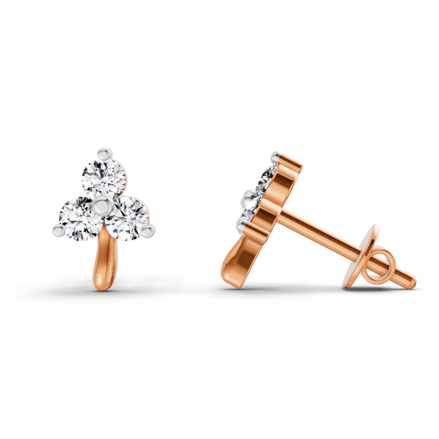 0.35 CtRound Shape Earrings | 14K Rose Gold