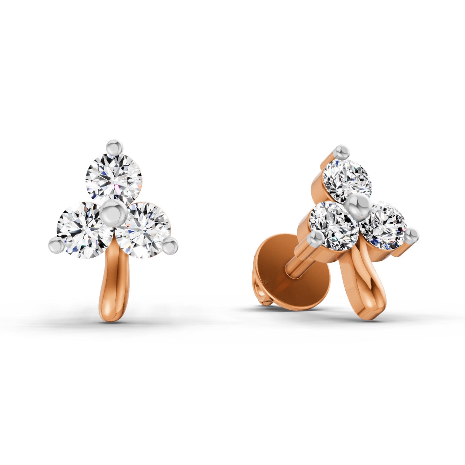 0.35 CtRound Shape Earrings | 14K Rose Gold