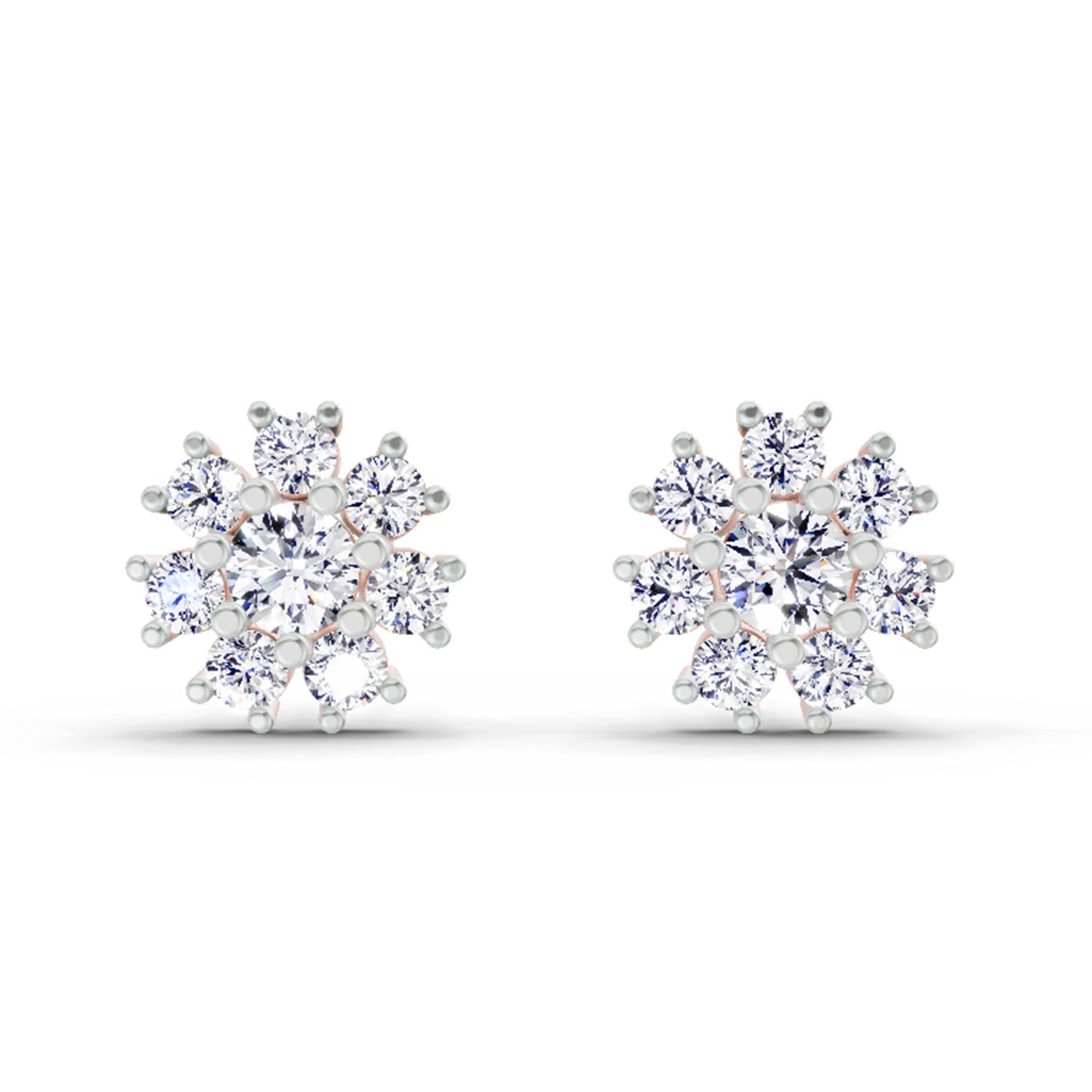 2.89 Ct Round Shape Halo Diamond Earrings | 14K Rose Gold