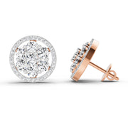 1.78 Ct Round Halo Cluster Stud Earrings | 14K Rose Gold