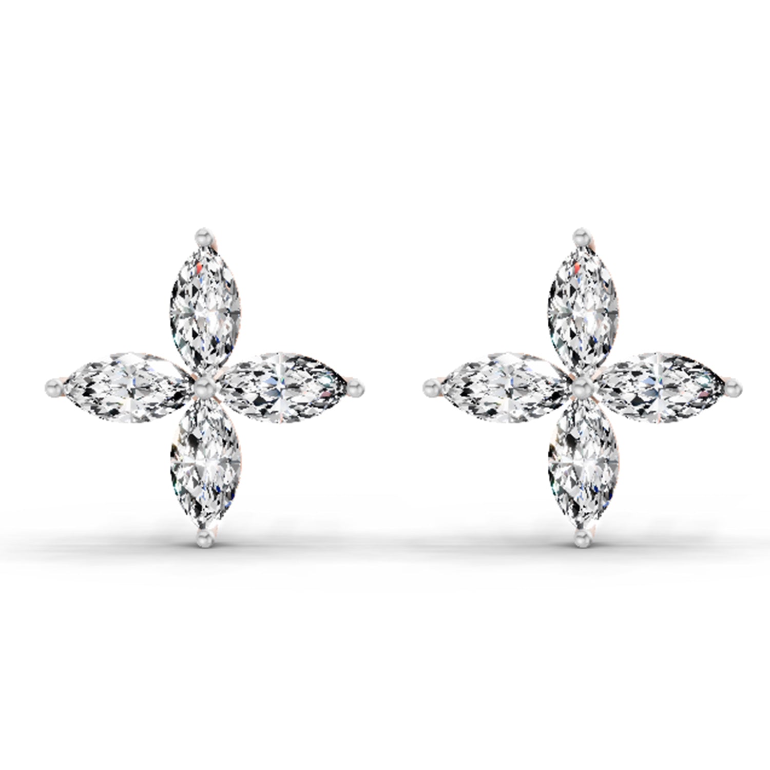 1.44 Ct Marquise Shape Cluster Diamond Stud Earrings | 14K Rose Gold