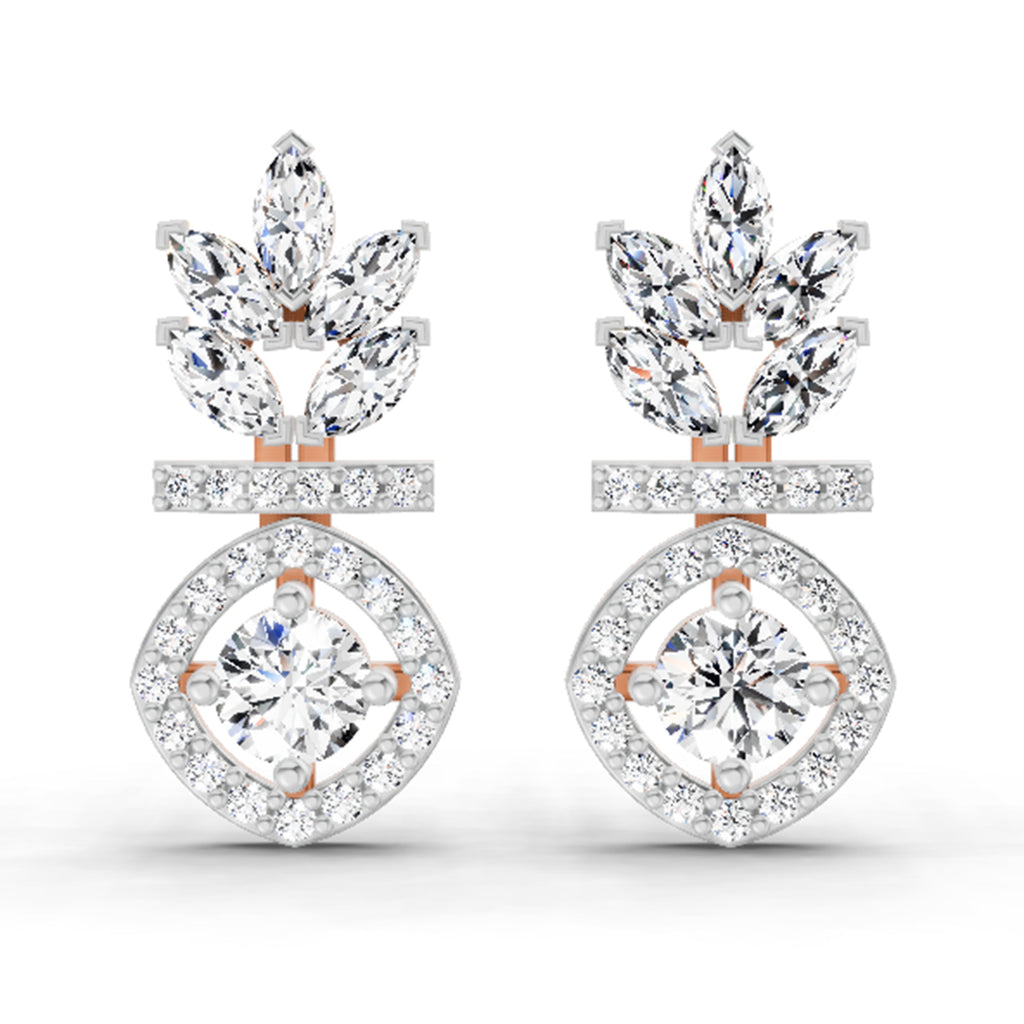 1.26 Ct Marquise Shape Dangle Diamond Earrings | 14K Rose Gold