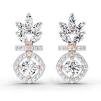 1.26 Ct Marquise Shape Dangle Diamond Earrings | 14K Rose Gold