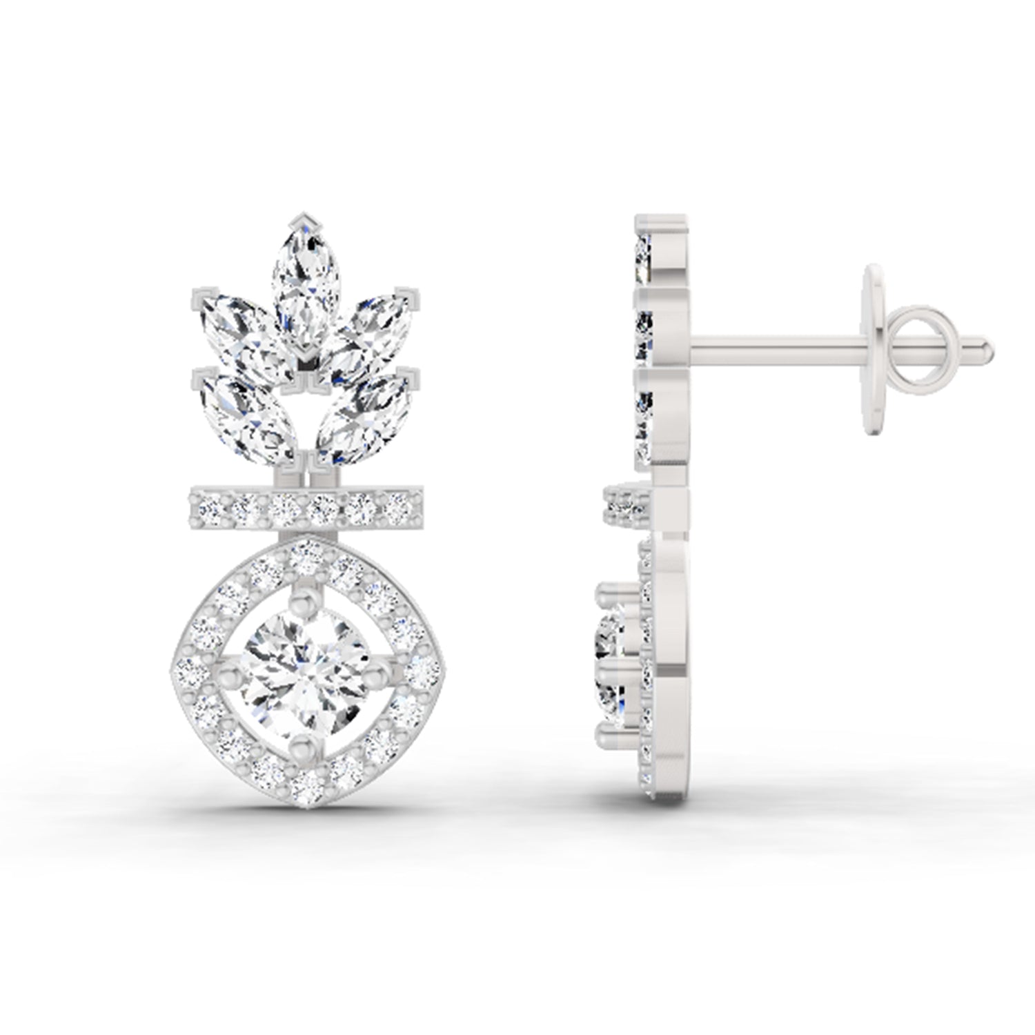 1.26 Ct Marquise Shape Dangle Diamond Earrings | 14K Rose Gold