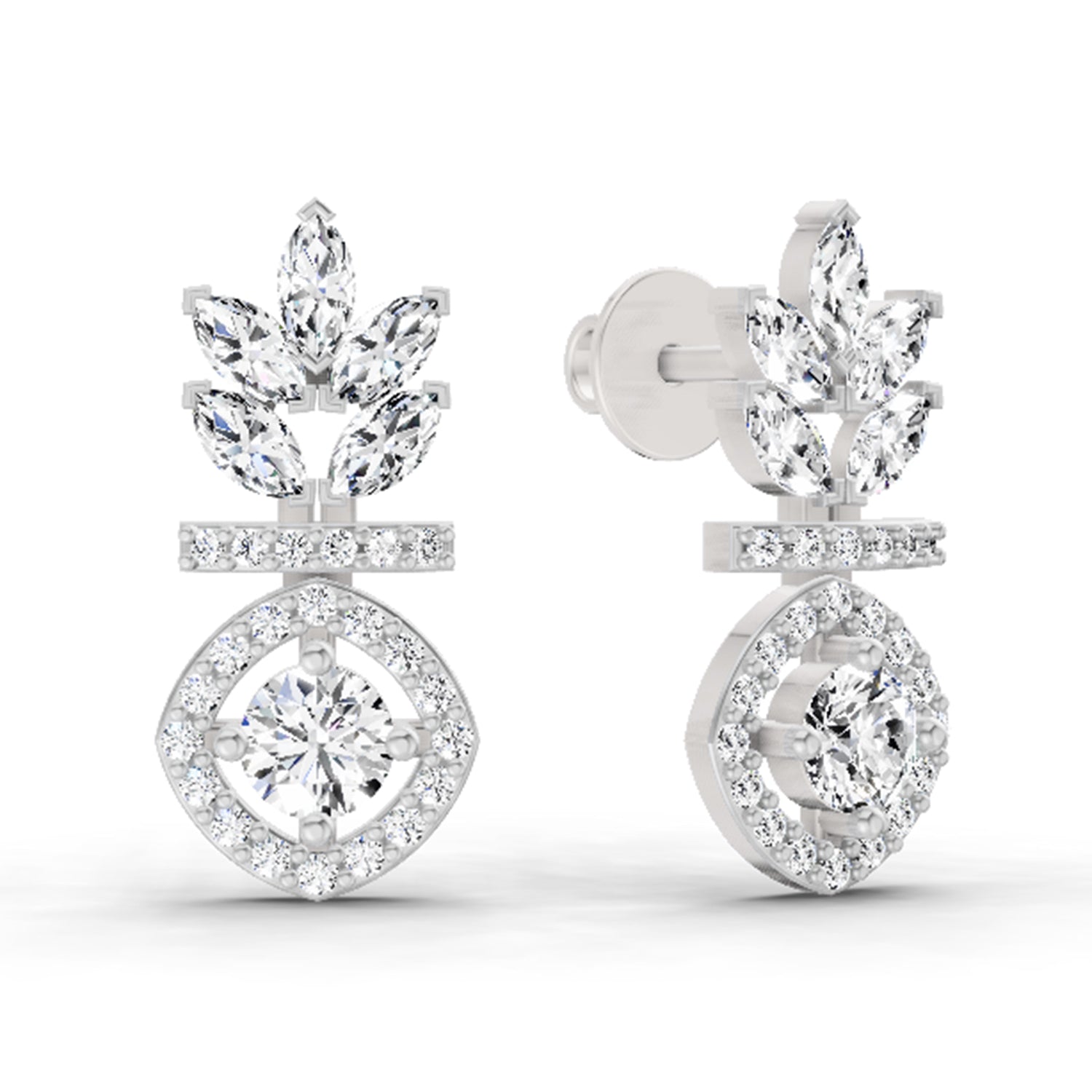 1.26 Ct Marquise Shape Dangle Diamond Earrings | 14K Yellow Gold