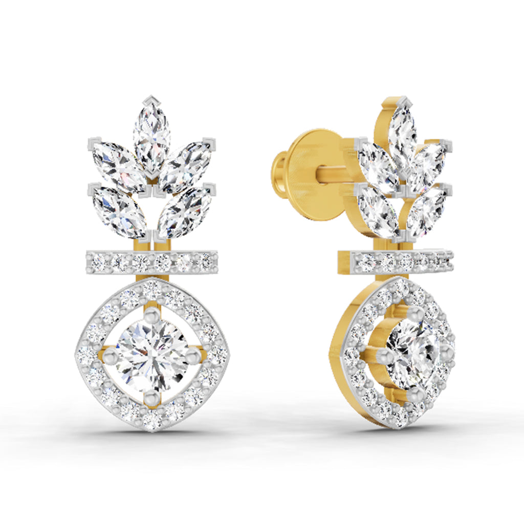 1.26 Ct Marquise Shape Dangle Diamond Earrings | 14K Rose Gold