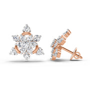 1.17 Ct Round Flower Earrings |  14K Rose Gold