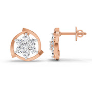 1.11 Ct Round Flower Stud Earrings |  14K Rose Gold