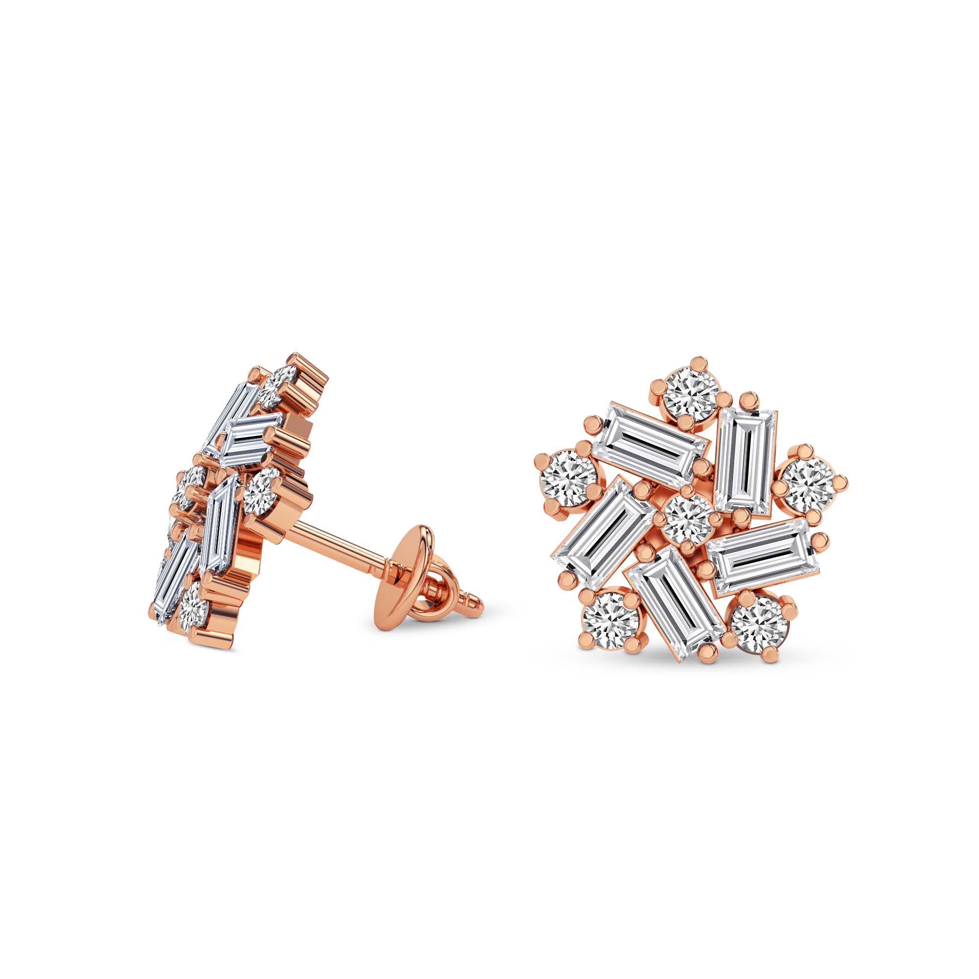 2.26 Carat Fnacy Stud Earrings for Women | 14K Yellow Gold