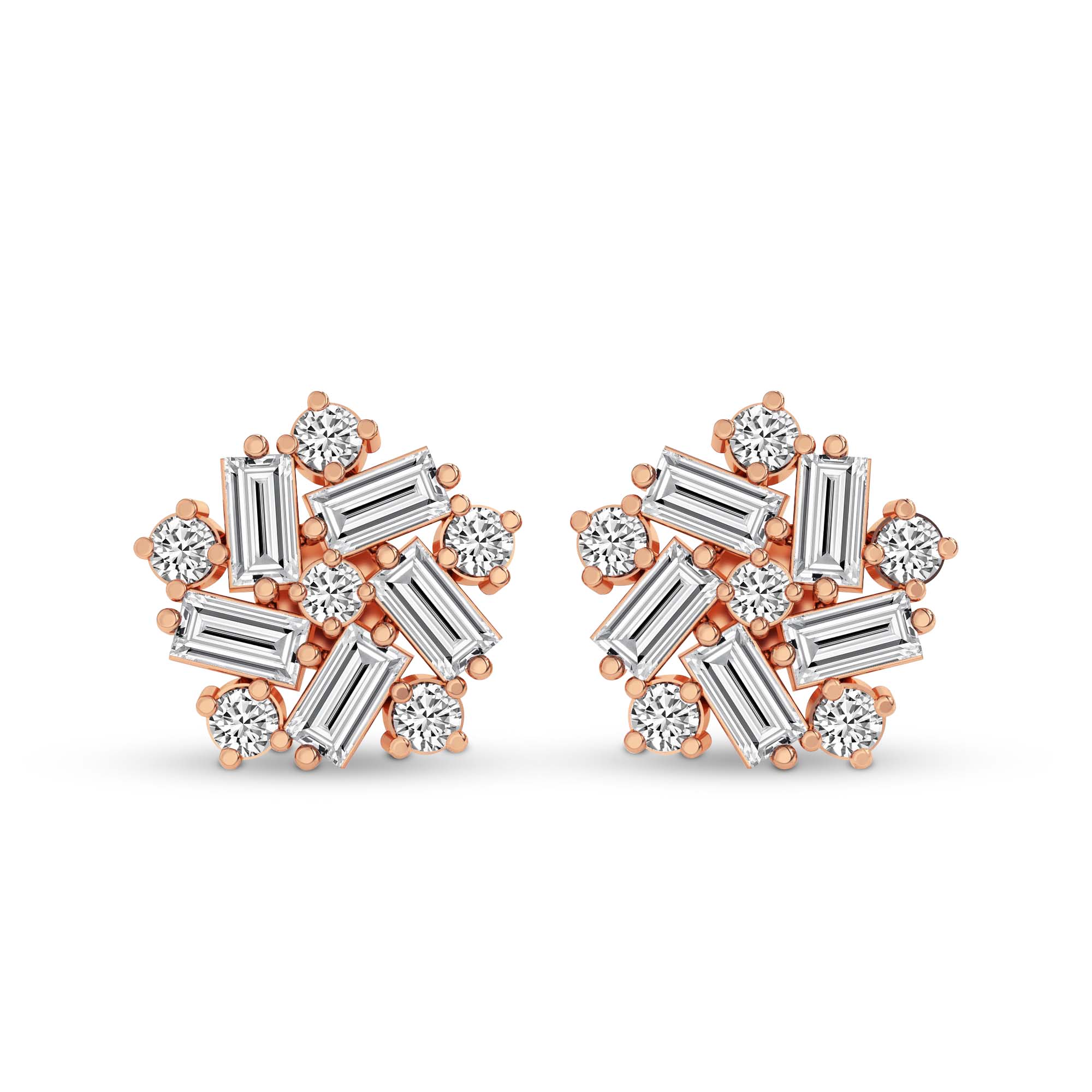 2.26 Carat Fnacy Stud Earrings for Women | 14K Rose Gold