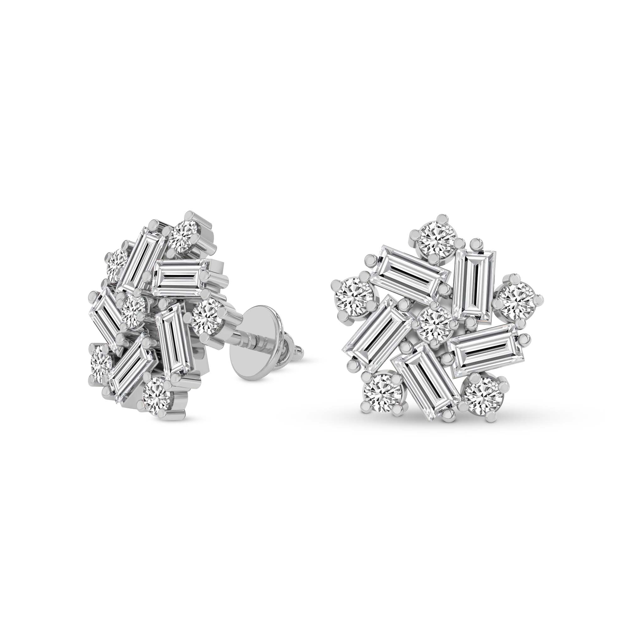 2.26 Carat Fancy Stud Earrings for Women | 14K White Gold