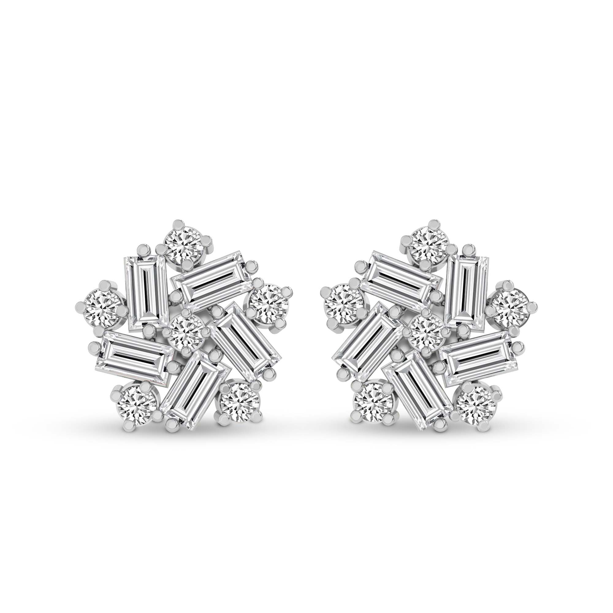 2.26 Carat Fancy Stud Earrings for Women | 14K White Gold