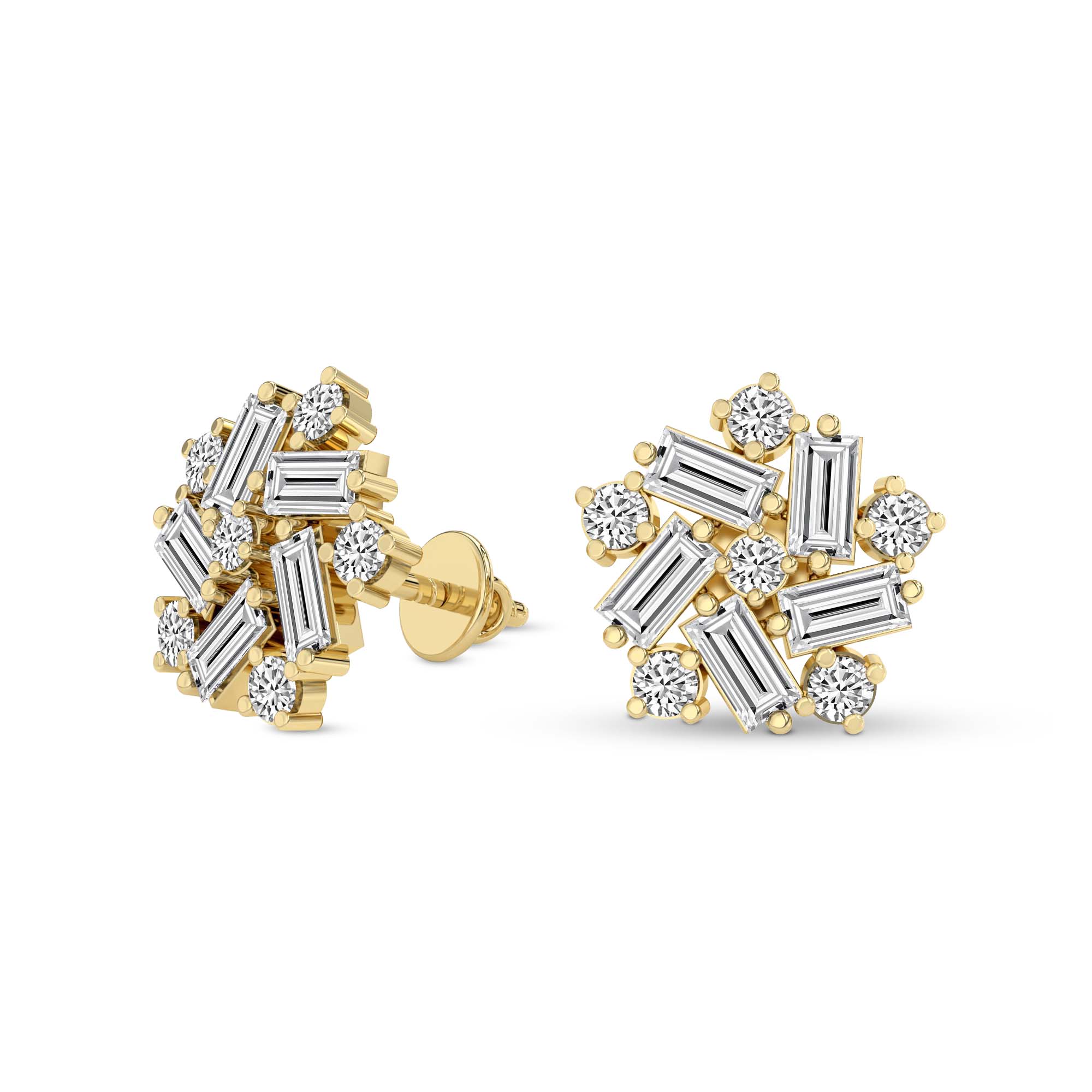 2.26 Carat Fancy Stud Earrings for Women | 14K Yellow Gold