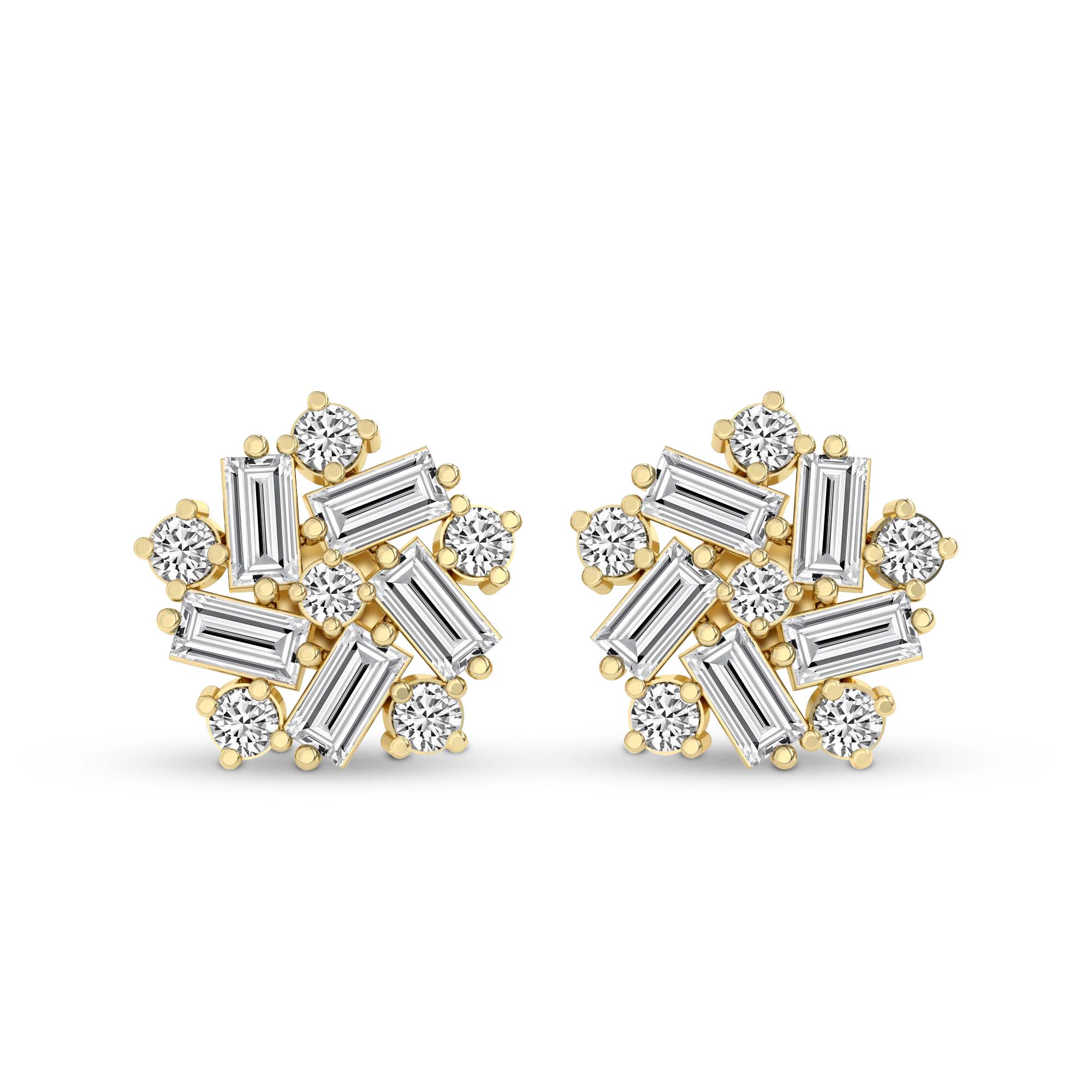2.26 Carat Fancy Stud Earrings for Women | 14K Yellow Gold