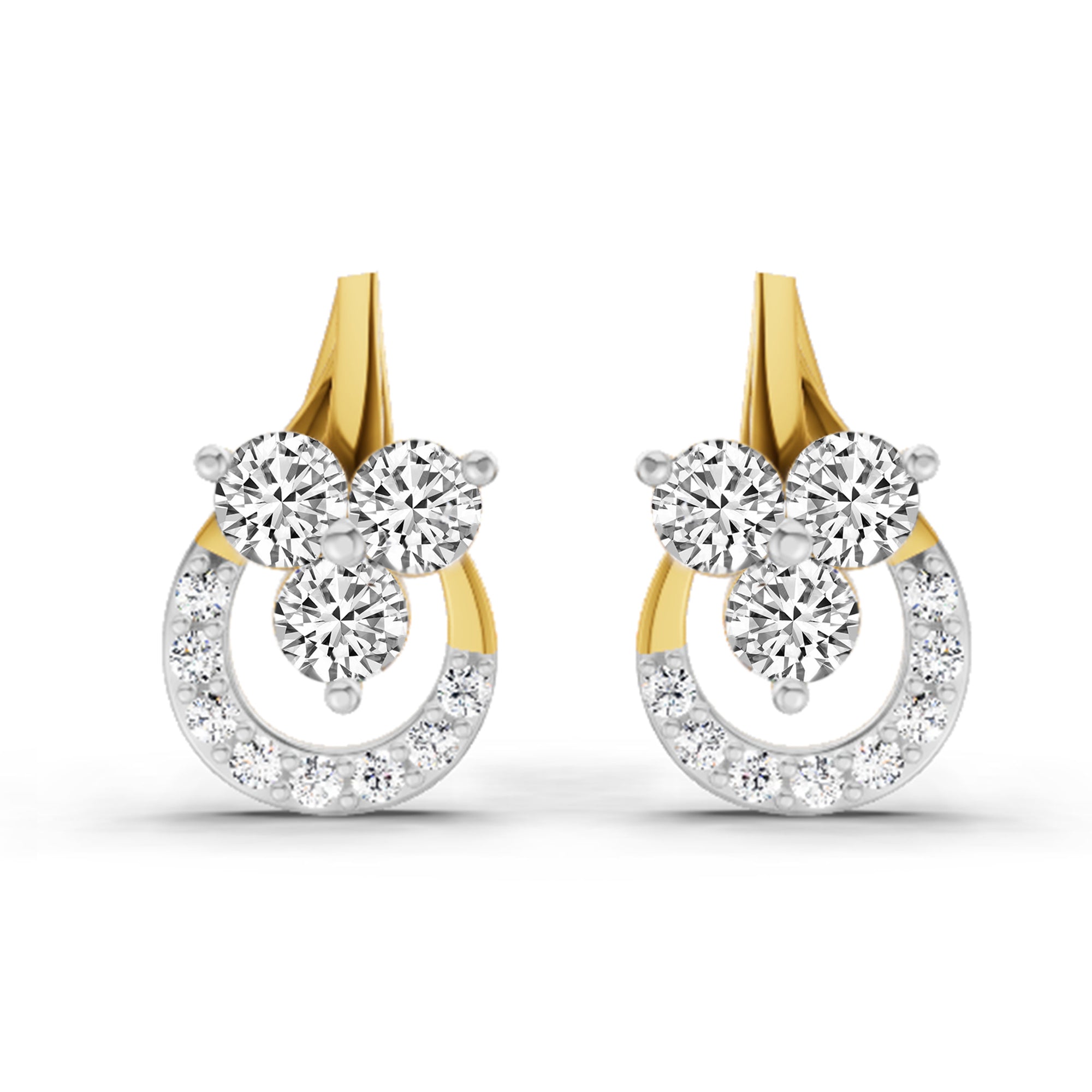 0.45 Ct Round Teardrop Stud Earrings |  14K Yellow Gold