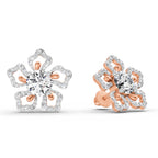 2.66 Ct Round Shape Cluster Diamond Earrings | 14K Rose Gold