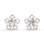 2.66 Ct Round Shape Cluster Diamond Earrings | 14K Rose Gold