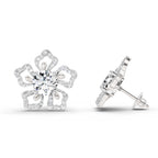 2.66 Ct Round Shape Cluster Diamond Earrings | 14K Rose Gold