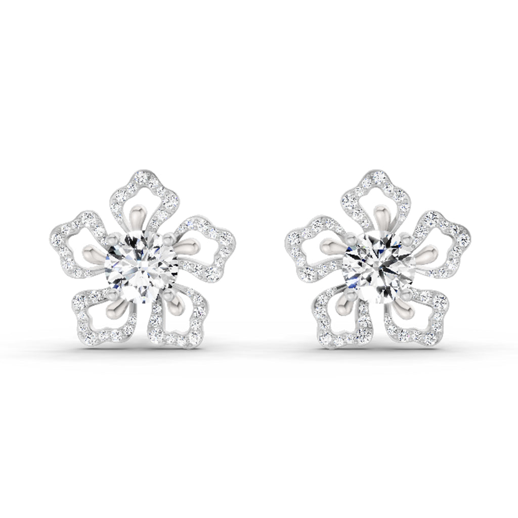 2.66 Ct Round Shape Cluster Diamond Earrings | 14K Rose Gold