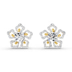 2.66 Ct Round Shape Cluster Diamond Earrings | 14K Rose Gold
