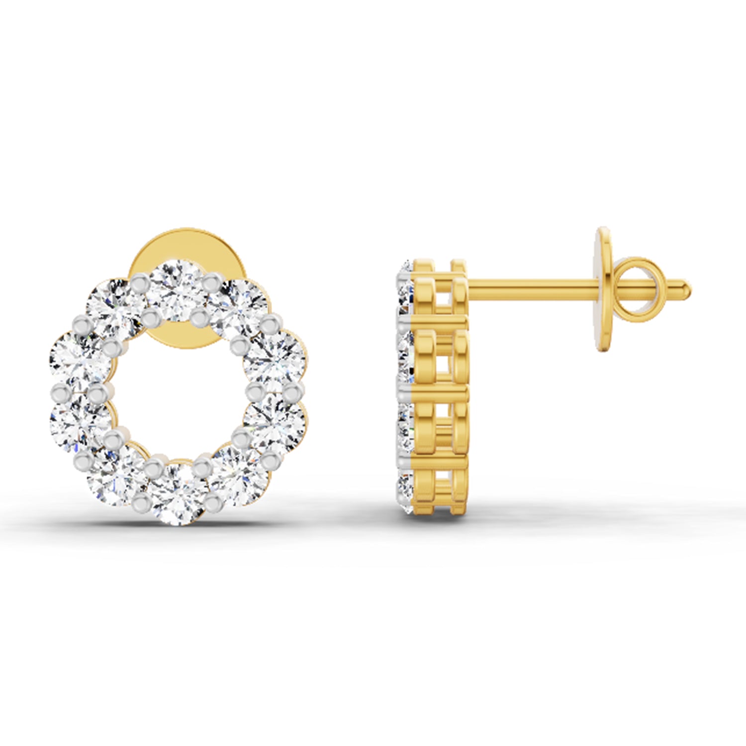 1.04 Ct Round Stud Earrings | 14K Yellow Gold  FG VS Quality Diamonds