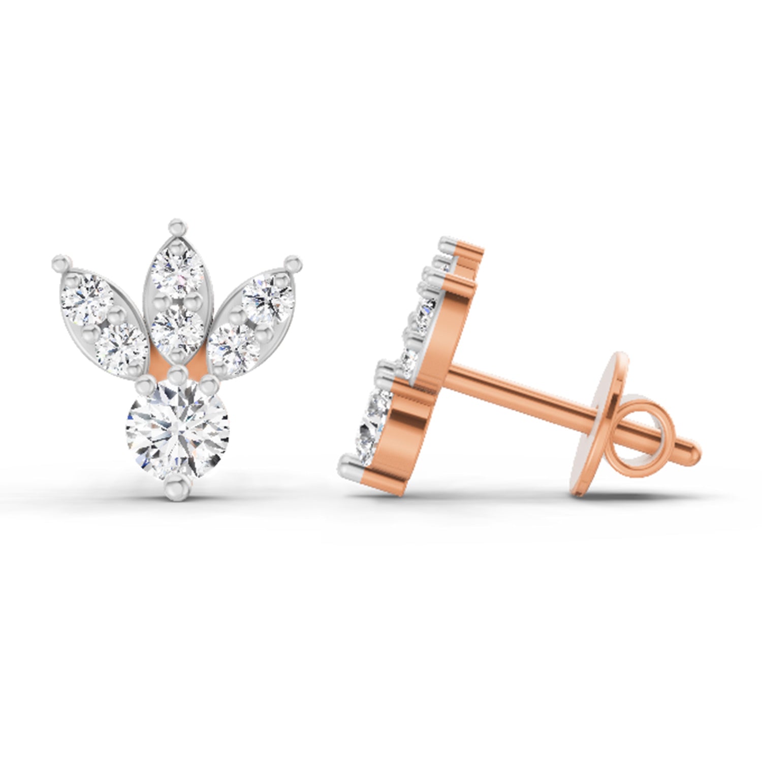 0.43 Ct Round Stud Earrings |  14K Rose Gold