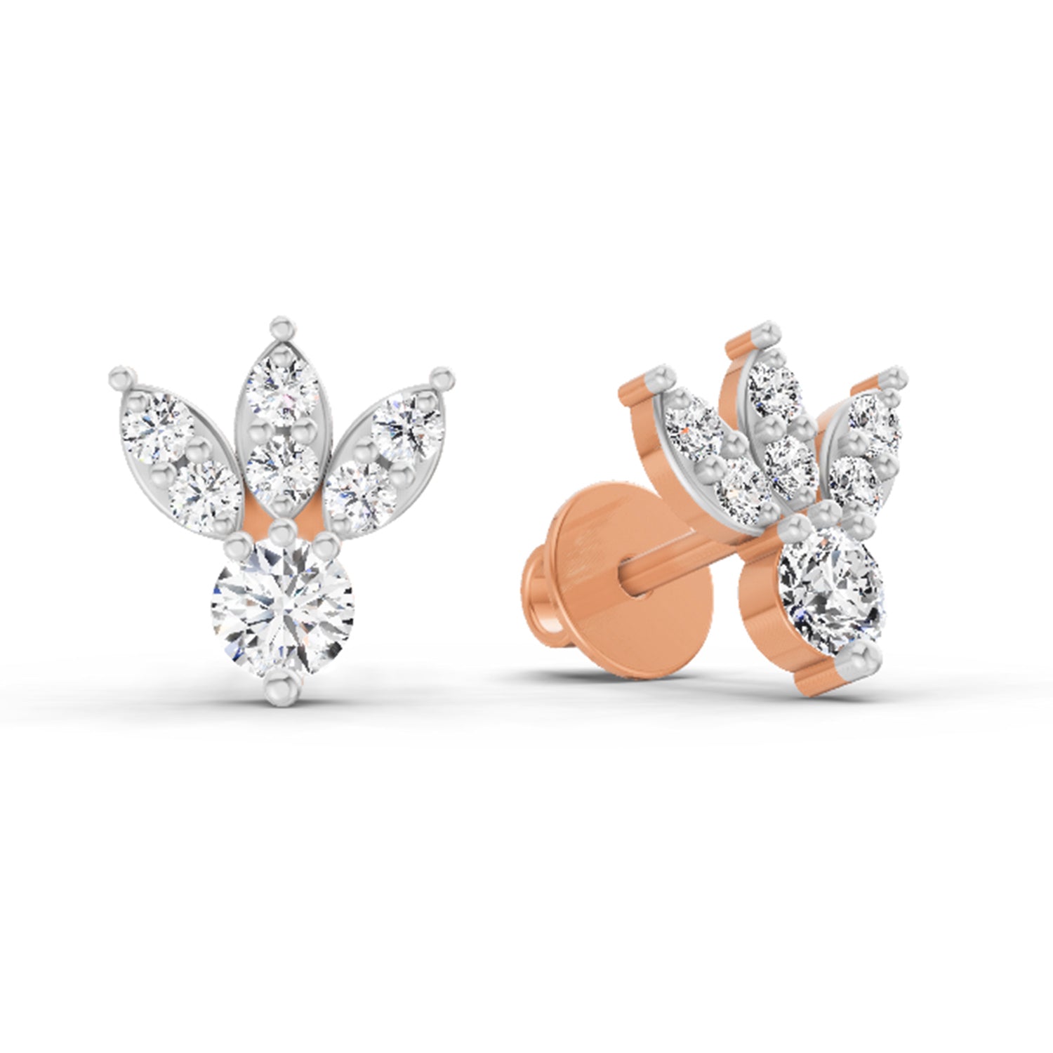 0.43 Ct Round Stud Earrings |  14K Rose Gold